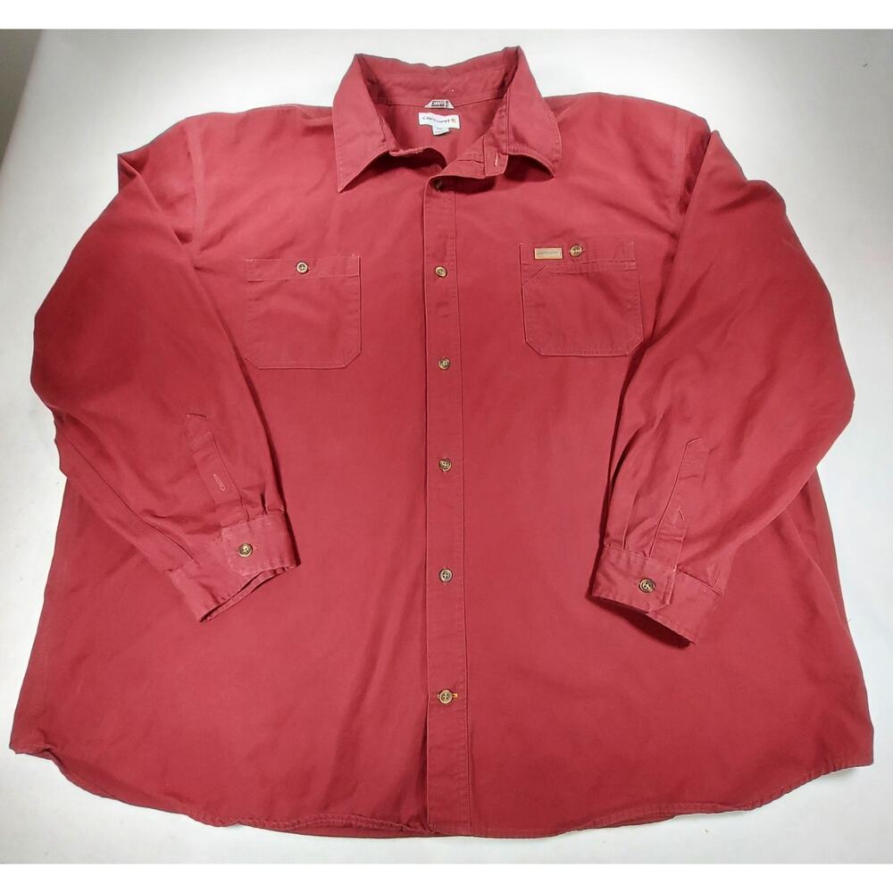 Carhartt Shirt Mens Size 4XL Dark Cedar Sandstone Twill Canvas Workwear Cotton